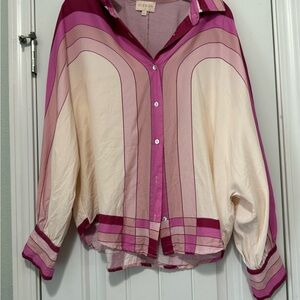 Gradient Pink and Cream Button-Up Shirt
